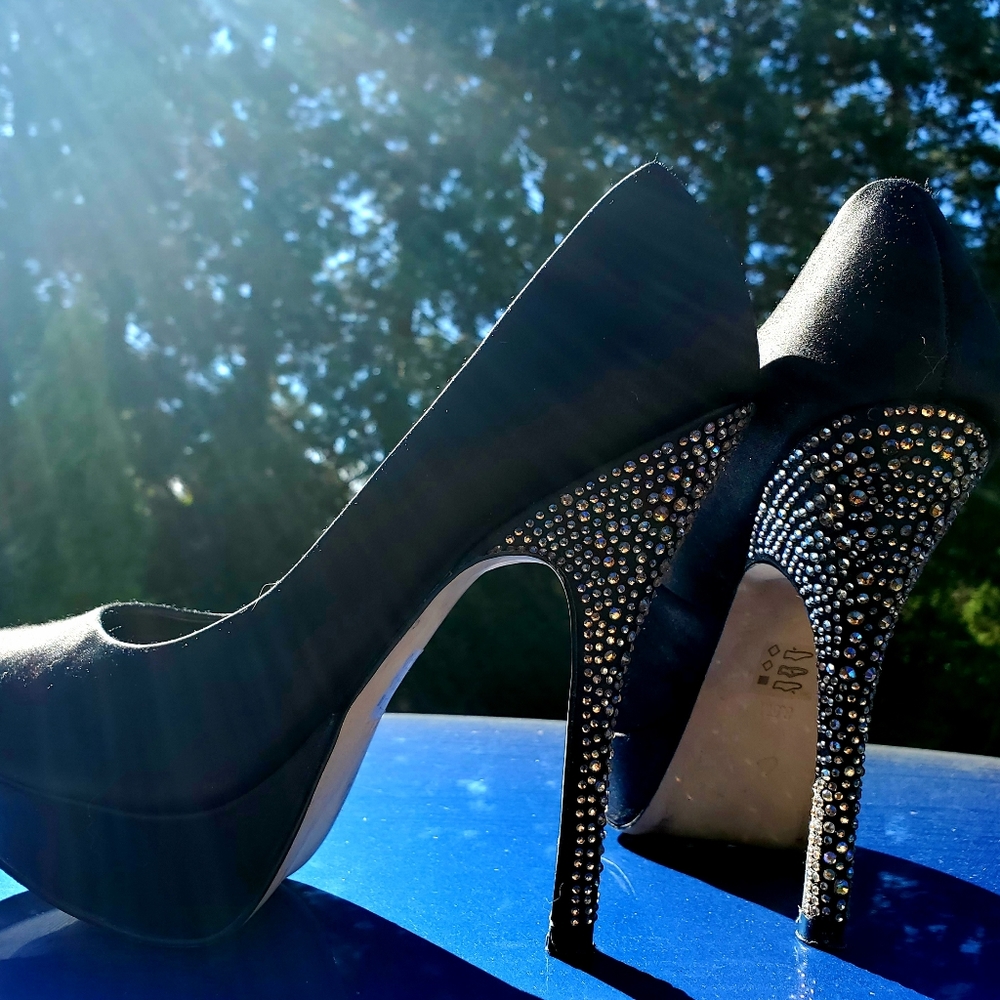 Black Rhinestone Steve Madden Heels